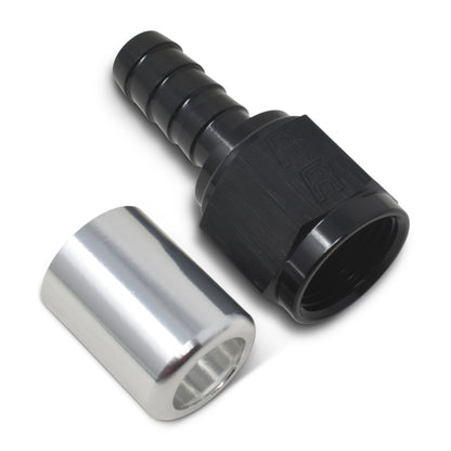 Russell #12 Crimp-on Straight Hose End - Black / Silver 610643 Photo - out of package