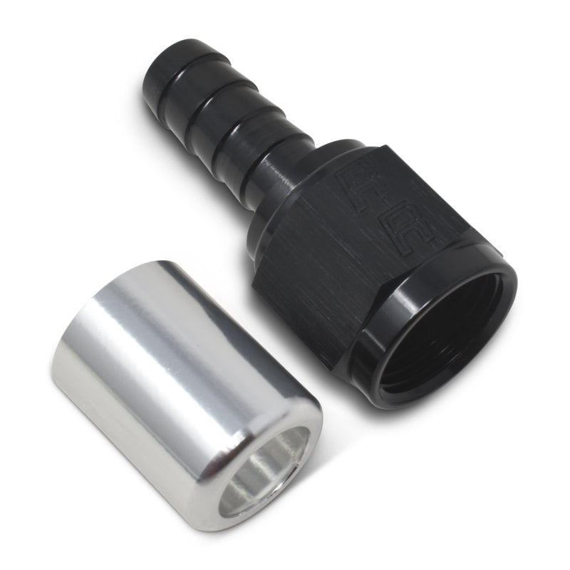 Russell #12 Crimp-on Straight Hose End - Black / Silver 610643 Photo - out of package