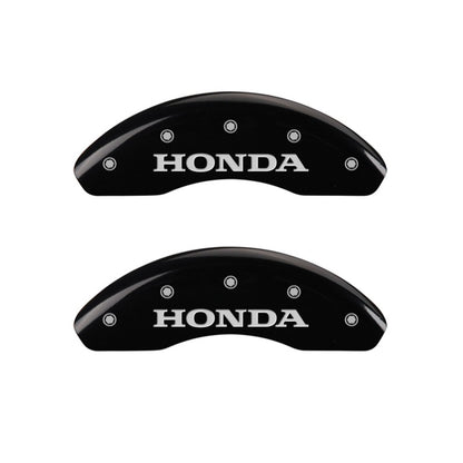 MGP Front set 2 Caliper Covers Engraved Front Honda Black finish silver ch 20209FHONBK 20209FHONBK Photo - Primary