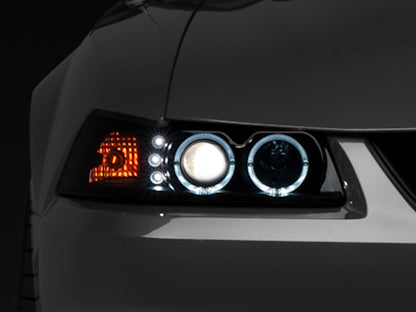 Raxiom 99-04 Ford Mustang Dual LED Halo Projector Headlights- Black Housing (Smoked Lens) 49113 49113 Photo - Primary