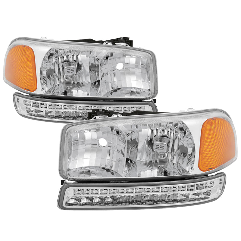 SPYDER xTune GMC Sierra 99-06 /Yukon 00-06 Headlights & LED Bumper Lights - Chrome HD-JH-GS99-LED-SET-C 9037382 9037382 Photo - Primary