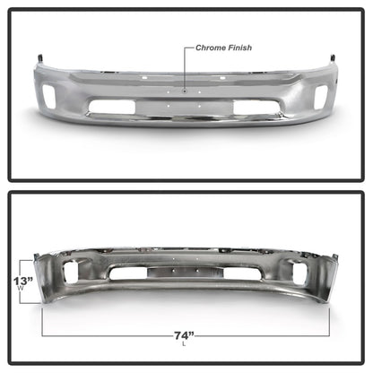 Spyder Dodge Ram 1500 13-18 Bottom w/o Sensor w/Fog Light Hole Front Bumper-Chrome (OEM 68160853AB) 9948503 9948503 Photo - Unmounted