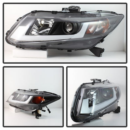Spyder Honda Civic 2012-2014 Projector Headlights - Light Bar DRL Black PRO-YD-HC12-DRL-BK 5076519 5076519 User 1