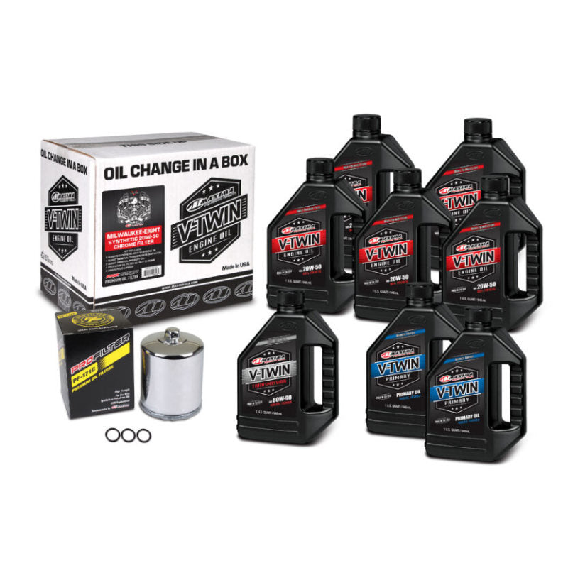 Maxima V-Twin Oil Change Kit Synthetic w/ Chrome Filter Milwaukee-Eight 90-129018PC