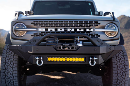DV8 Offroad 2021+ Ford Bronco Modular Front Bumper Winch Capable w/ Auxiliary Light Mounts FBBR-02 FBBR-02 Photo - lifestyle view