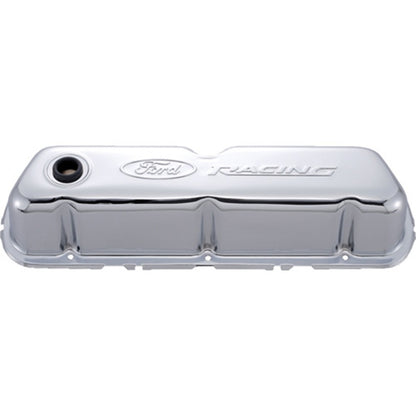 Ford Chrome Steel Valve Cover Set w/Ford Racing Logo FRD302-070 302-070 Photo - Primary