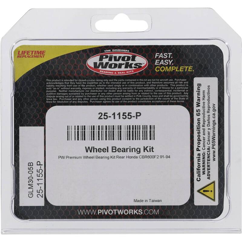 Pivot Works Honda Wheel Bearing Kit Premium Bearings 25-1155-P 25-1155-P Photo - Primary