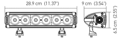 Hella ValueFit Design Light Bar 6 LED/11" - Combo Beam 357209001 Technical Drawing