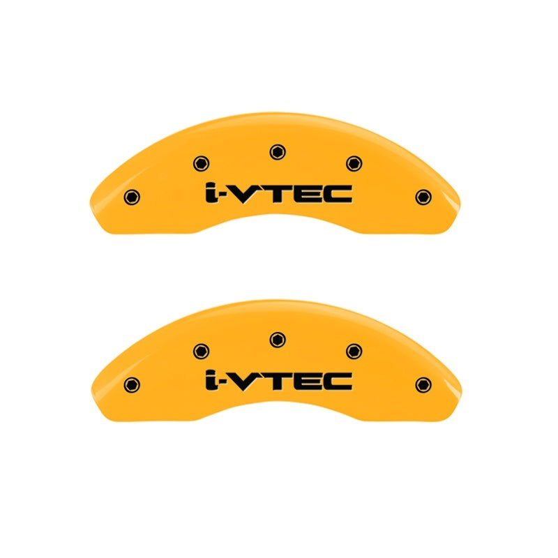 MGP Front set 2 Caliper Covers Engraved Front i-Vtec Yellow finish black ch 20212FIVTYL 20212FIVTYL Photo - Primary