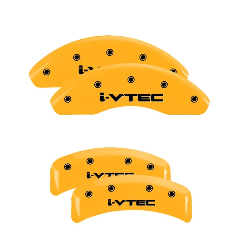 MGP 4 Caliper Covers Engraved Front & Rear i-Vtec Yellow finish black ch 20130SIVTYL 20130SIVTYL Photo - Primary