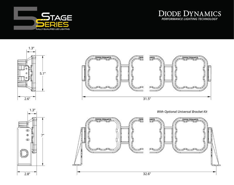 Diode Dynamics SS5 Sport Universal CrossLink 5-Pod Lightbar - White Driving DD7208 DD7208 User 6