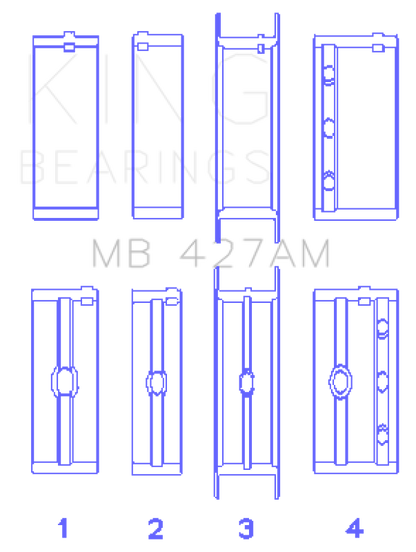 King Engine Bearings ChevrolET 173 V6 (Size +0.50mm) Main Bearing Set MB427AM0.5 MB427AM0.5 Photo - Primary
