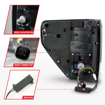 ANZO 21-23 Ford F-150 LED Taillights Seq. Signal w/BLIS Cover - Black Housing 311473 311473 Photo - Unmounted