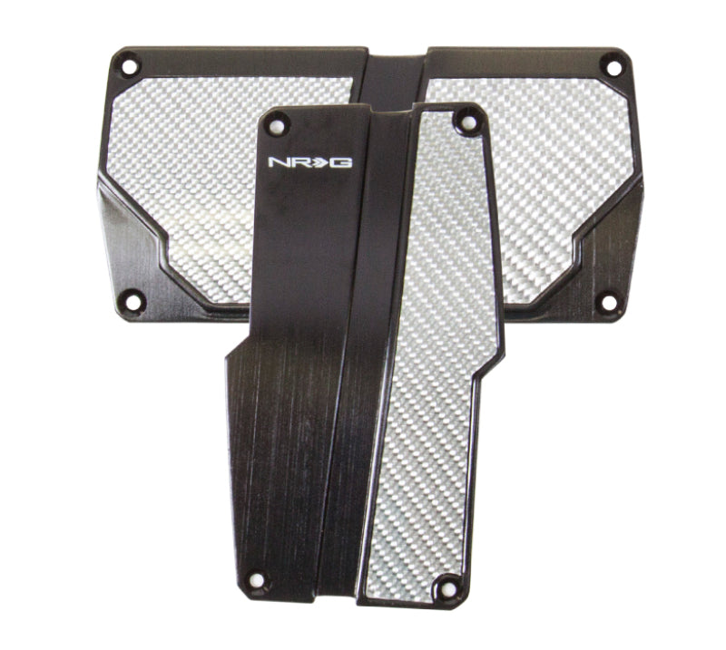 NRG Automatic Aluminum Pedal Set Black w/ Silver Carbon PDL-150BK Photo - Primary