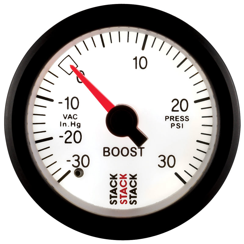 Autometer Stack 52mm -30INHG to +30 PSI (Incl T-Fitting) Mechanical Boost Pressure Gauge - White ST3162 ST3162 User 4