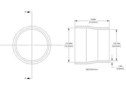 aFe POWER Universal Products Coupler Kit (3 x 2-3/4)in ID x 3in L - Black 59-00202 59-00202 Technical Drawing
