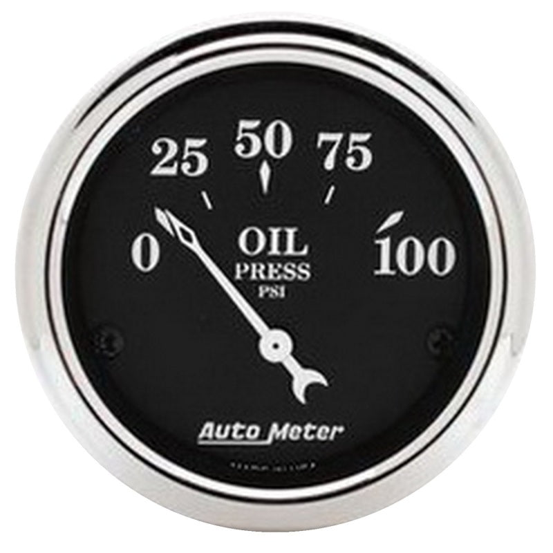 Autometer Gauge, Oil Press, 2 1/16", 100Psi, Elec, Old Tyme Black 1727 Photo - Primary