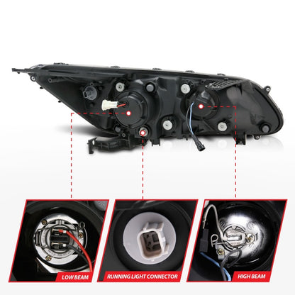 Anzo 2013-2015 Honda Accord Projector Headlights w/ U-Bar Black 121492 Photo - Unmounted
