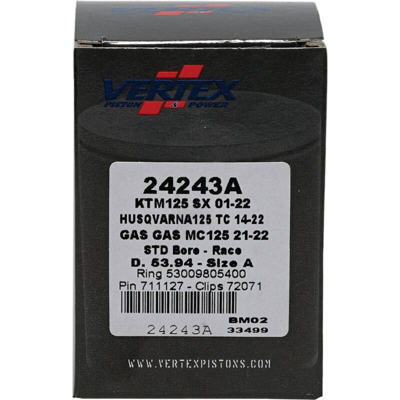 Vertex Pistons Vertex Piston 01-16 KTM 125 EXC 125cc Cast Race Piston Kit 24243A 24243A Photo - Primary