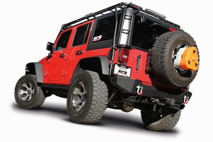 Borla 12-14 Jeep Wrangler JK 2/4Dr Rr Section ATAK Single Square Rlld Angle-Cut Black Chrome Exhaust 11860BC 11860BC Photo - Close Up