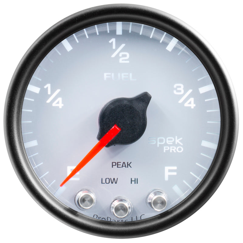 Autometer Spek-Pro Gauge Fuel Level 2 1/16in 0-270 Programmable Wht/Blk P31212 P31212 User 1