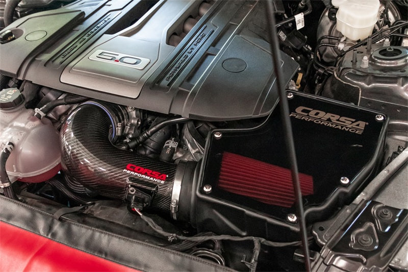 CORSA Performance Corsa 18-22 Ford Mustang GT 5.0L V8 Carbon Fiber Air Intake w/ DryTech 3D No Oil 44007D 44007D Photo - Mounted