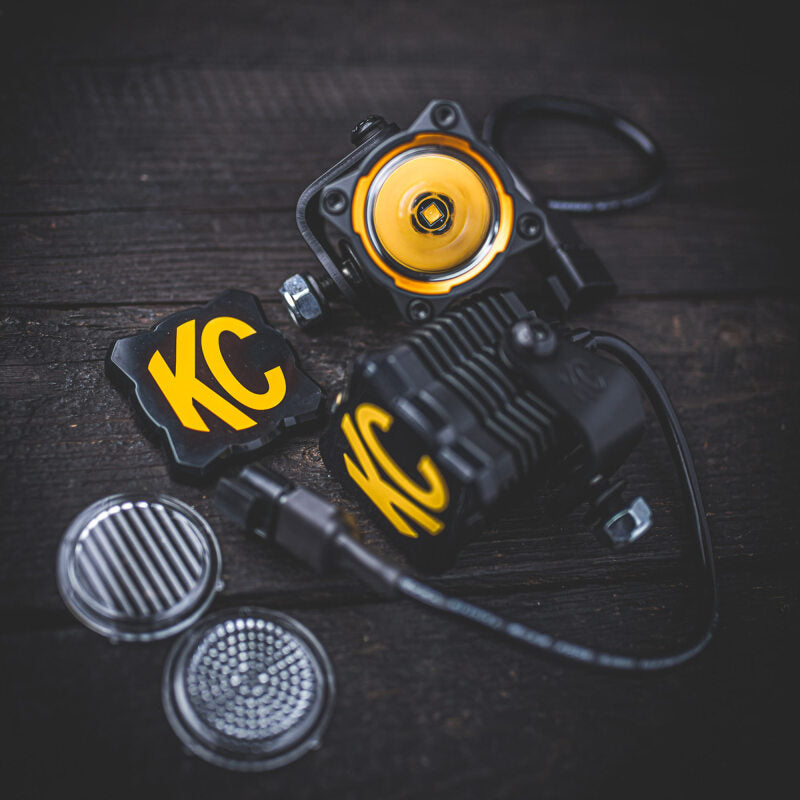 KC HiLiTES FLEX ERA 1 Single Light Cover ONLY (Black/Yellow KC Logo) 5328 5328 Photo - lifestyle view