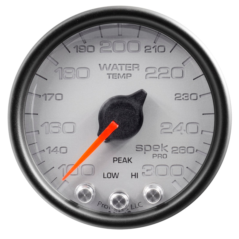 AutoMeter Gauge Water Temp 2-1/16in. 300 Deg. F Stepper Motor W/Peak & Warn Slvr/Blk Spek P34622