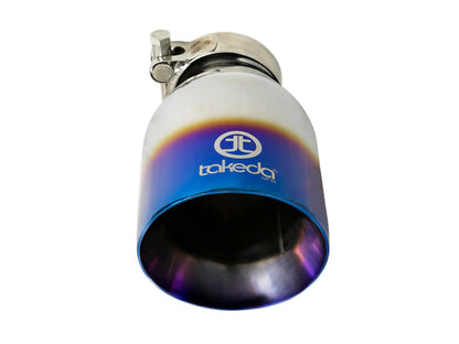 aFe Takeda 304 Stainless Steel Clamp-On Exhaust Tip 2.5in Inlet / 4in Outlet - Blue Flame 49T25404-L07 49T25404-L07 Photo - Unmounted