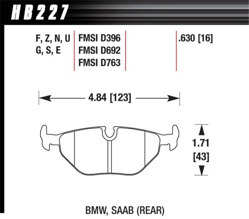 Hawk Ceramic Brake Pads Rear BMW 318Is Base 1992-1995 HB227Z.630 Photo - Primary