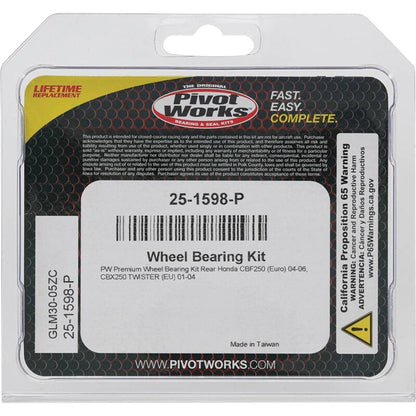 Pivot Works Honda Wheel Bearing Kit Premium Bearings 25-1598-P 25-1598-P Photo - Primary