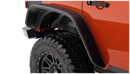 Bushwacker 07-18 Jeep Wrangler Unlimited Flat Style Flares 4pc 4-Door Sport Utility Only - Black 10918-07 10918-07 Photo - Mounted