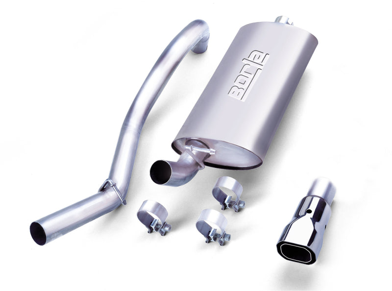 Borla 97-99 Jeep Wrangler 2.5/4.0L w/o Hitch Cat-Back 2.25in Single Sqr Angle Cut Phntm Rear 14728 14728 Photo - Primary