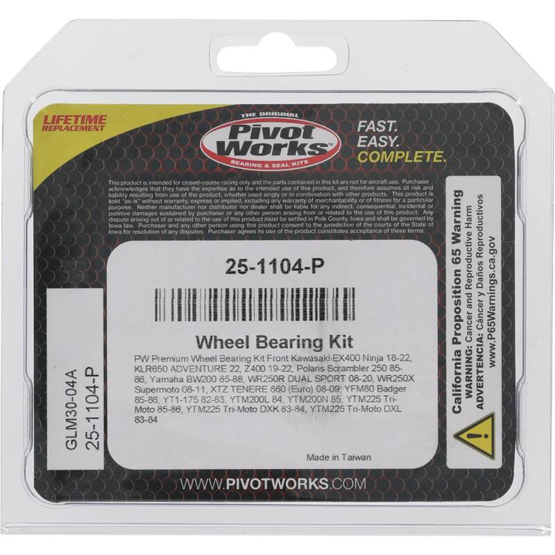 Pivot Works Kawasaki, Polaris, Yamaha Wheel Bearing Kit Premium Bearings 25-1104-P 25-1104-P Photo - Primary
