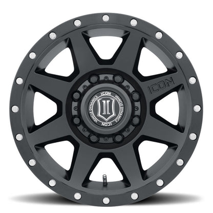 ICON Rebound 17x8.5 8x170 6mm Offset 5in BS 125mm Bore Satin Black Wheel 1817858150SB 1817858150SB Photo - Close Up