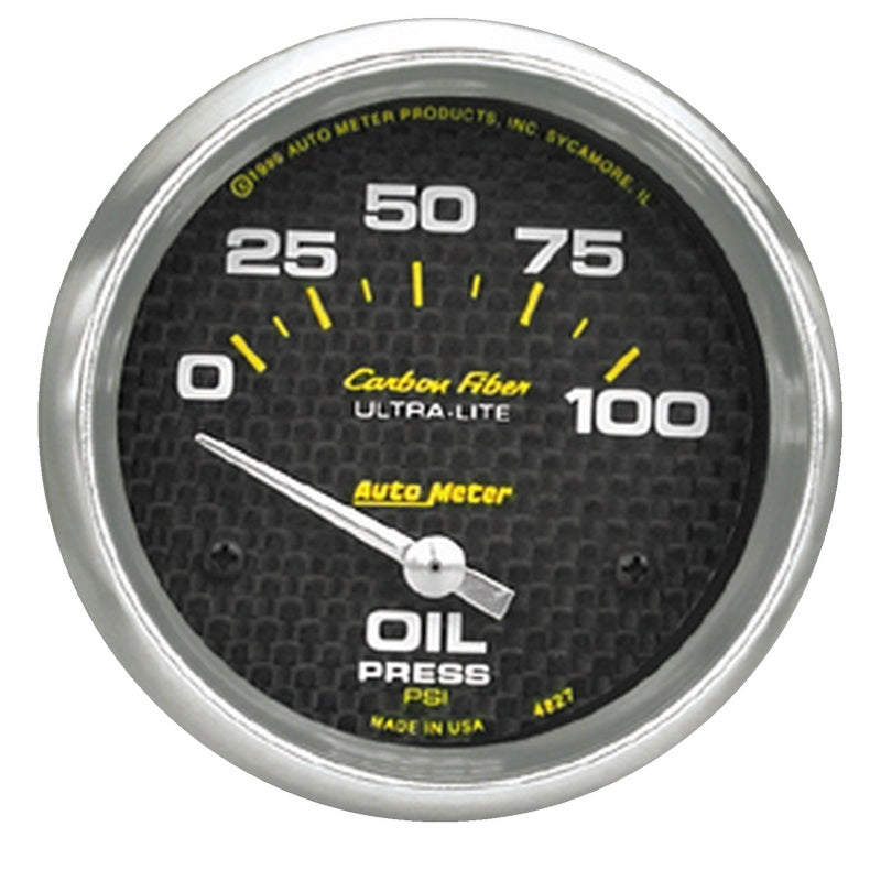 Autometer Gauge, Oil Pressure, 2 5/8", 100PSI, Electric,Carbon Fiber 4827 Photo - Primary