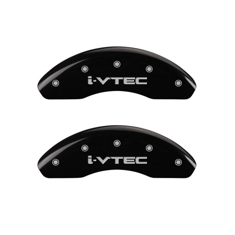 MGP Front set 2 Caliper Covers Engraved Front i-Vtec Black finish silver ch 20143FIVTBK 20143FIVTBK Photo - Primary