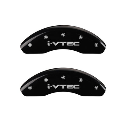 MGP Front set 2 Caliper Covers Engraved Front i-Vtec Black finish silver ch 20212FIVTBK 20212FIVTBK Photo - Primary