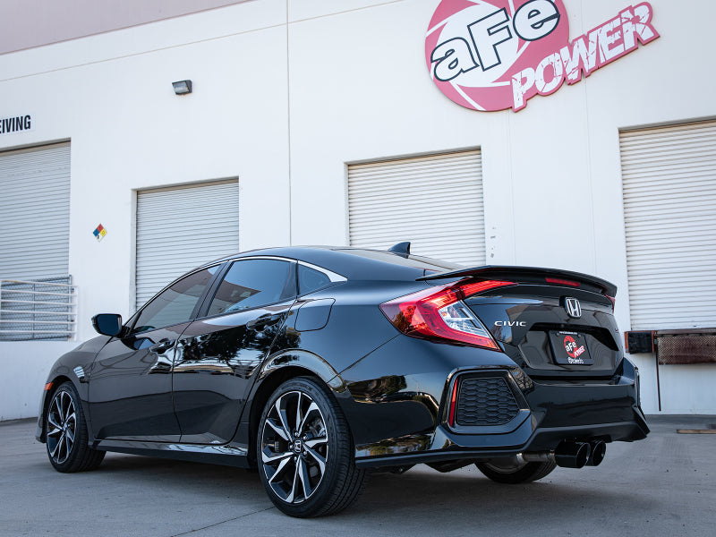 aFe Takeda 2.5in 304SS Cat-Back Exhaust System w/ Black Tips 17-20 Honda Civic Si Sedan I4 1.5L 49-36619-B 49-36619-B Photo - Mounted