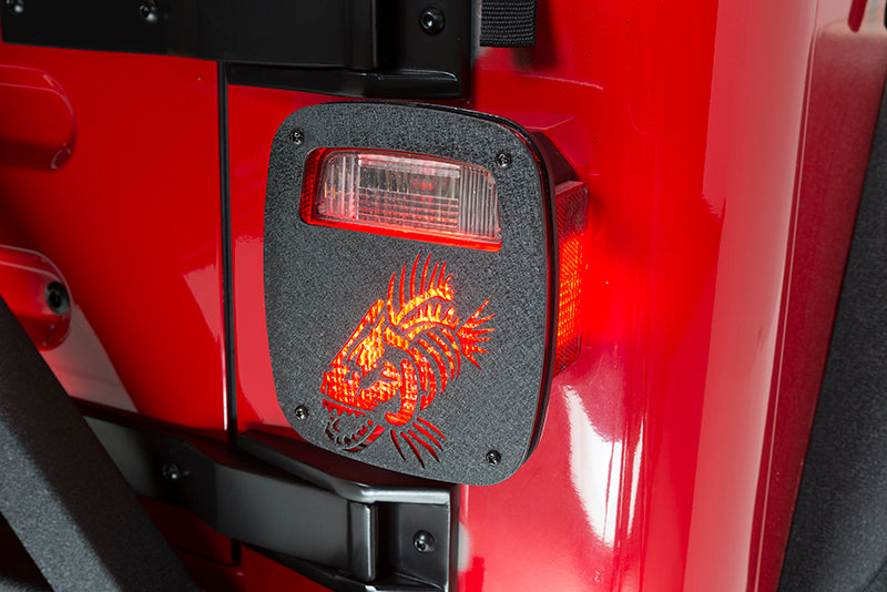 Fishbone Offroad Jeep Wrangler CJ YJ TJ Tail Light Covers - Black Textured Powdercoat FB31044 FB31044 Photo - lifestyle view