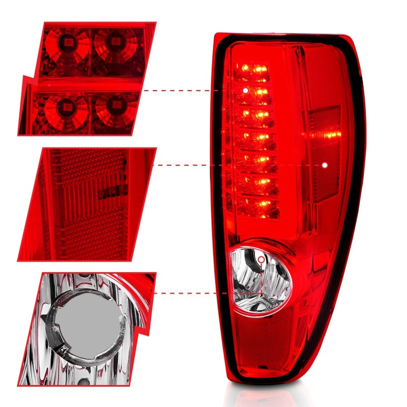 ANZO 2004-2012 Chevrolet Colorado/ GMC Canyon LED Tail Lights w/ Light Bar Chrome Housing Red/Clear 311384 311384 Photo - Unmounted