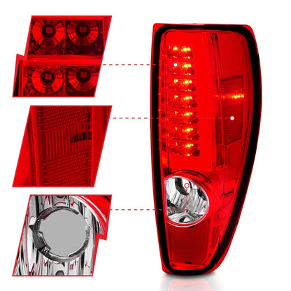ANZO 2004-2012 Chevrolet Colorado/ GMC Canyon LED Tail Lights w/ Light Bar Chrome Housing Red/Clear 311384 311384 Photo - Unmounted