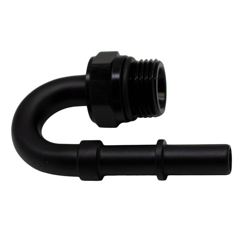 DeatschWerks 8AN ORB Male to 3/8in Male EFI Quick Connect Adapter 180-Degree - Anodized Matte Black 6-02-0116-B 6-02-0116-B Photo - Primary