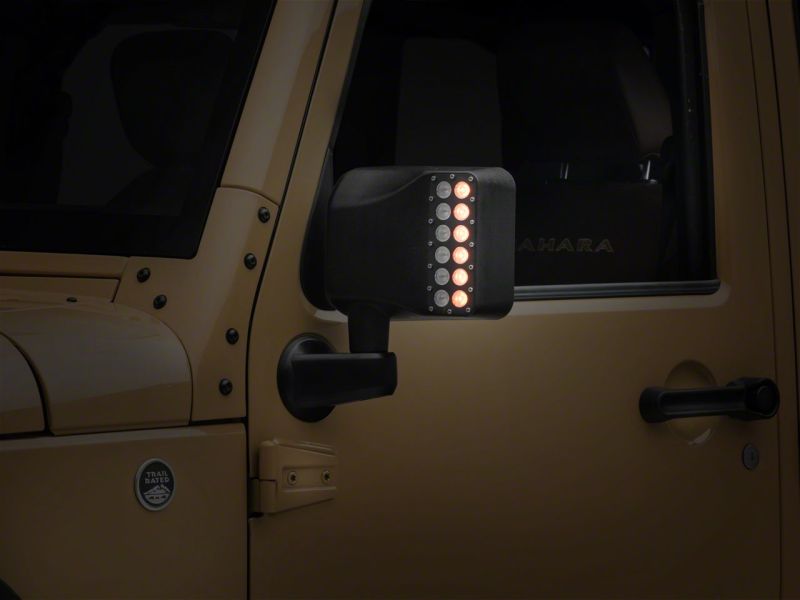 Raxiom 07-18 Jeep Wrangler JK Off-Road LED Manual Mirrors w/ Turn Signals J116869 J116869 Photo - Close Up