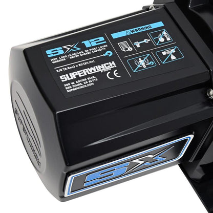 Superwinch 12000 LBS 12V DC 3/8in x 80ft Synthetic Rope SX12SR Winch - Semi Gloss Black 1712204 1712204 Photo - Close Up