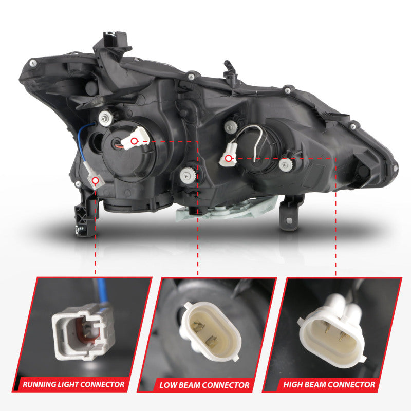 ANZO 13-15 Nissan Altima (w/o Factory HID Bulbs) Projector Headlights - w/ Light Bar Black Housing 121569 121569 User 4