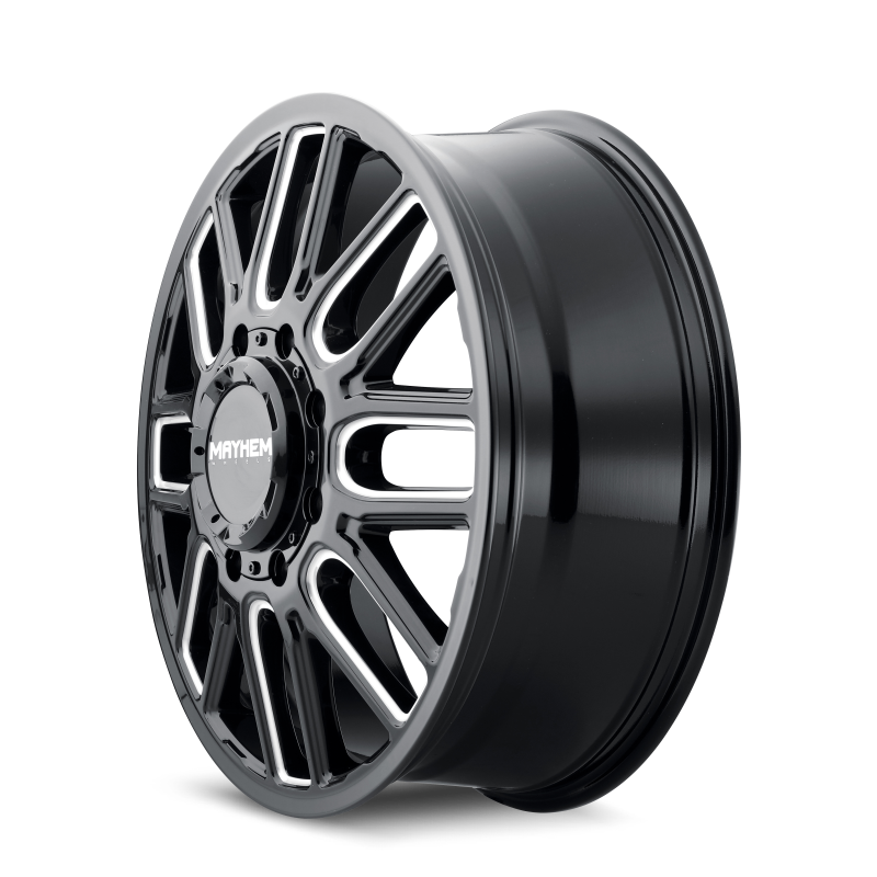Mayhem 8107D Cogent Dually 22x8.25 / 8x200 BP / 115mm Offset / 142mm Hub Black w/Milled Spokes Wheel 8107D-22877BMF115 8107D-22877BMF115 Photo - Primary