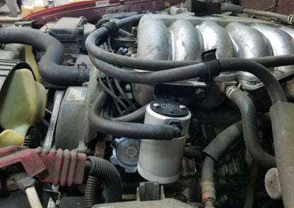 J&L 95-04 Toyota Tacoma/4Runner 3.4L Driver Side Oil Separator 3.0 - Clear Anodized 3101D-C 3101D-C Photo - Mounted