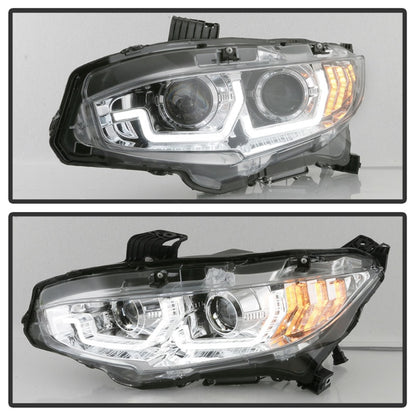 Spyder 16-18 Honda Civic 4Dr w/LED Seq Turn Sig Lights Proj Headlight - Chrome - PRO-YD-HC16-SEQ-C 5086082 5086082 Photo - Unmounted