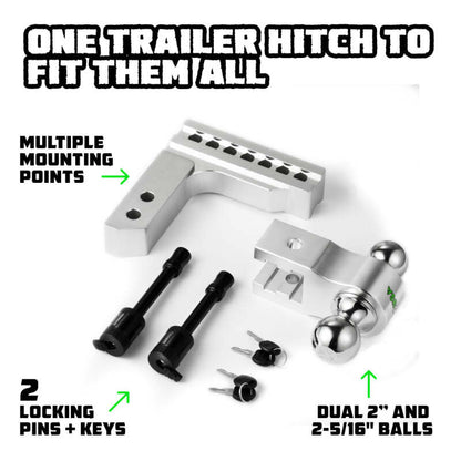 Rhino USA 6In Heavy Duty Drop Hitch - 2In (Silver) RG-HTDROP2-SVR RG-HTDROP2-SVR User 1